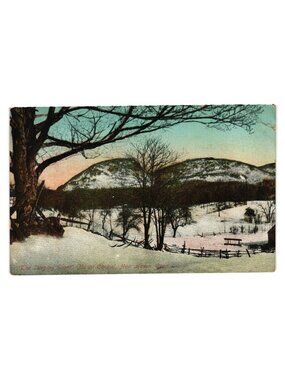 Antique Postcard Sleeping Giant Mount Carmel New Haven Conn Winter Germany